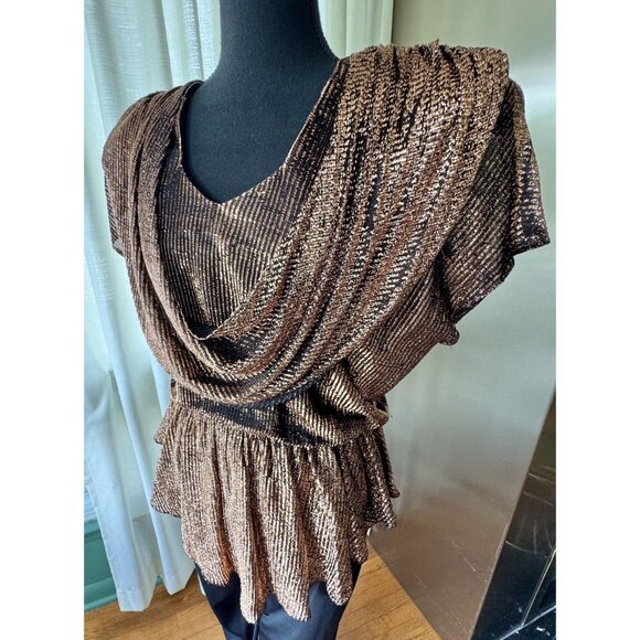 Vintage 1980s jumpsuit, gold metallic overlay top, oversized shoulder pads - Picture 10 of 10